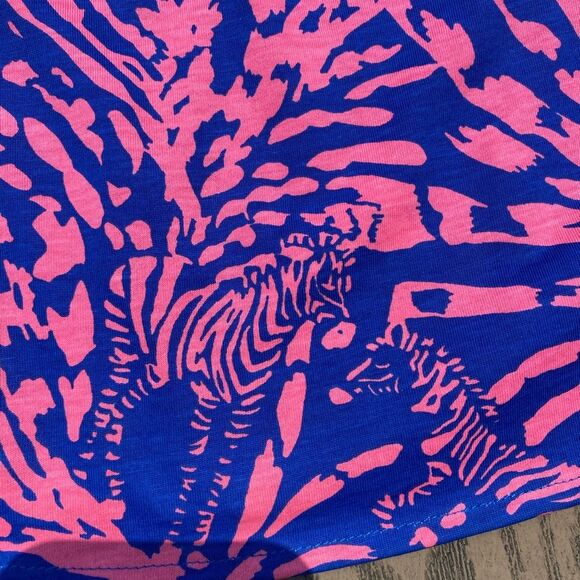 Lilly Pulitzer size 2/4 rolling in the grass blue pink strapless zebra dress - Picture 3 of 12
